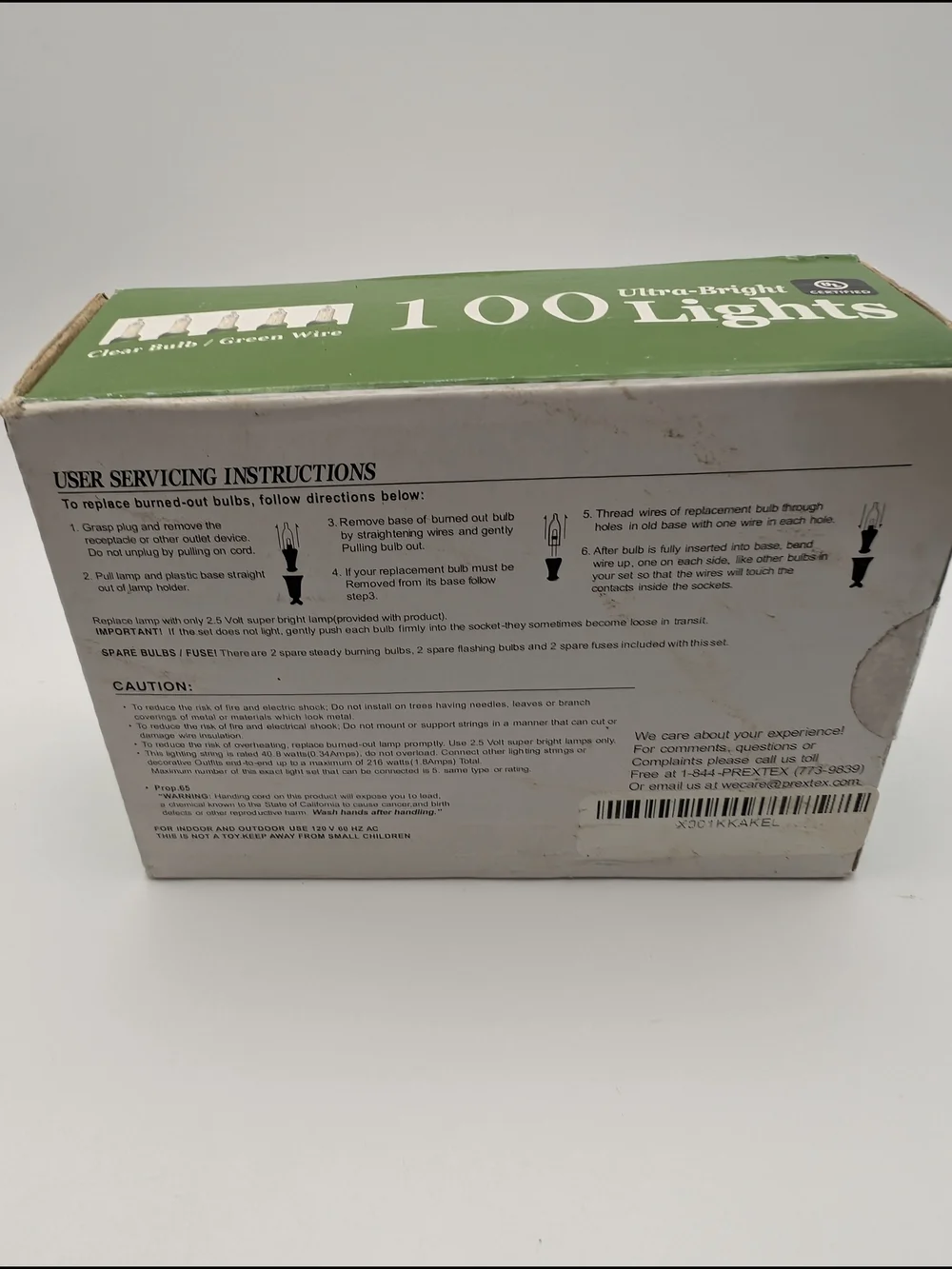 Prextex Ultra-Bright 100 Indoor/Outdoor Clear Lights Brand New Green Cord